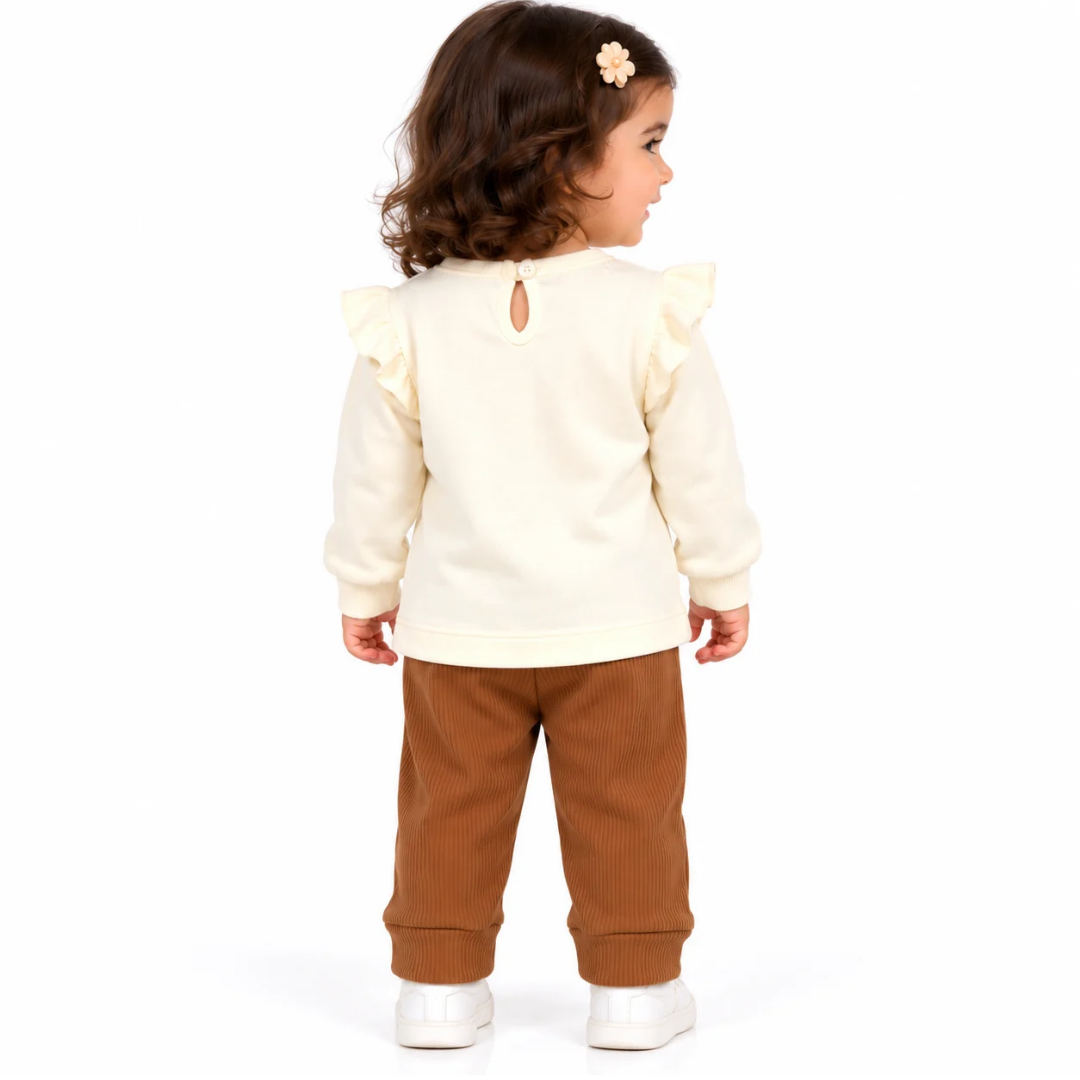 Baby Girls Zest Friends Printed Top & Ribbed Pant Set