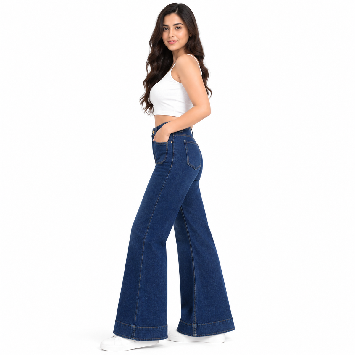 Women's High Rise Wide Leg Jeans – Dark Blue