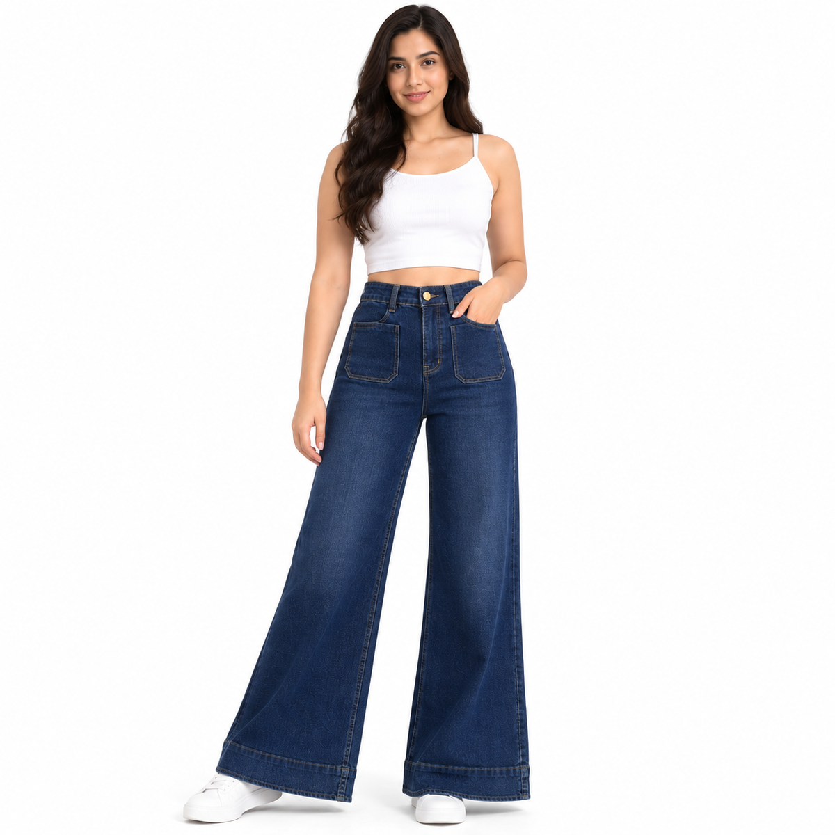Women's High Rise Wide Leg Jeans – Dark Blue