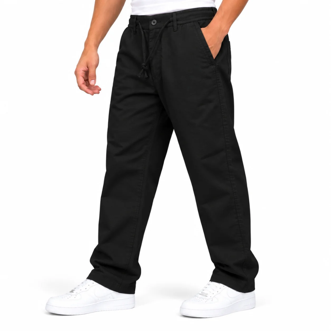Men’s Black Relaxed-Fit Trousers