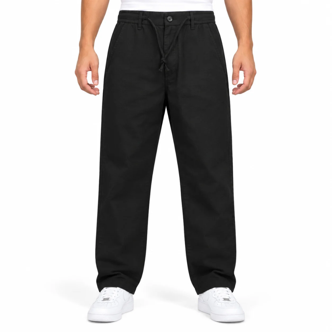Men’s Black Relaxed-Fit Trousers