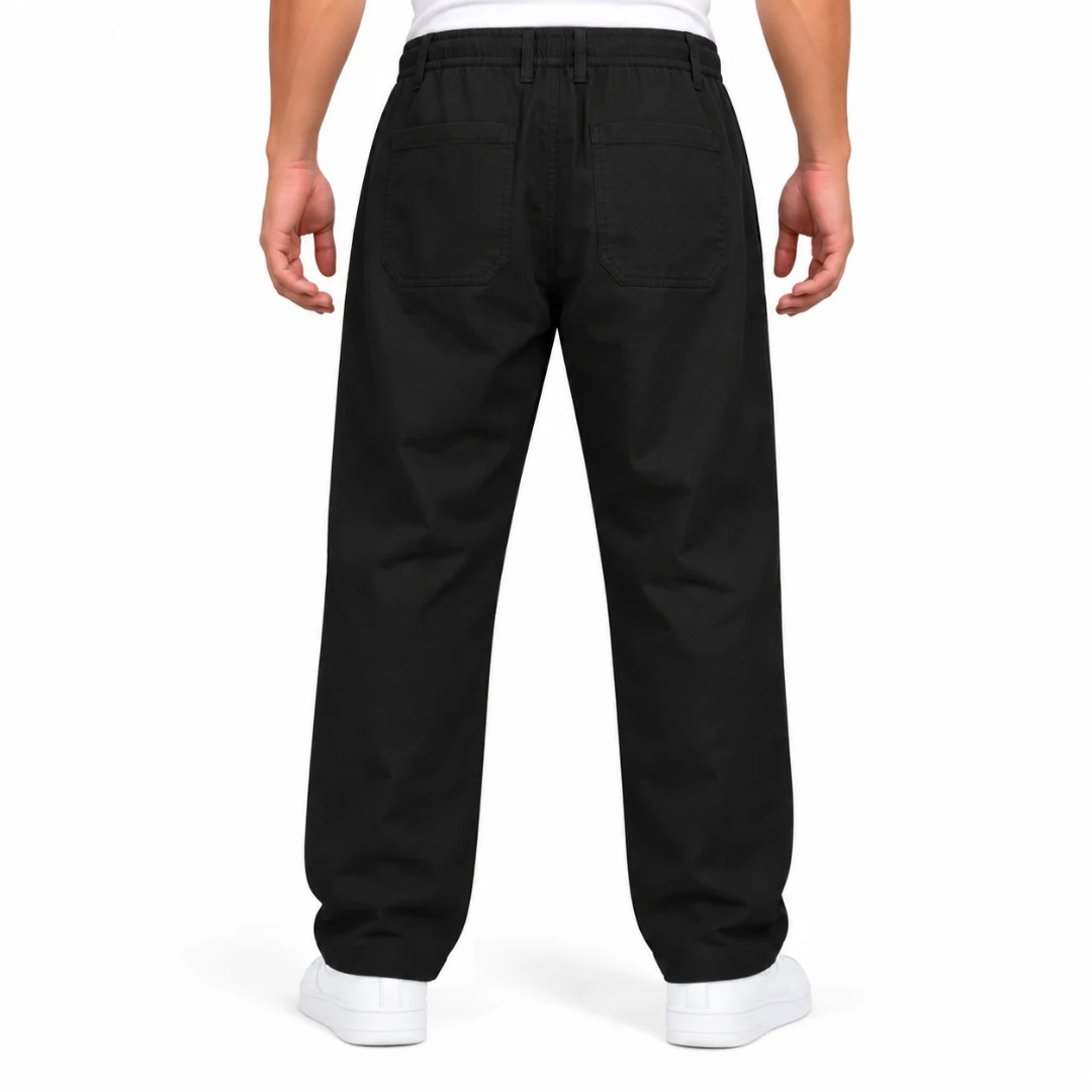 Men’s Black Relaxed-Fit Trousers