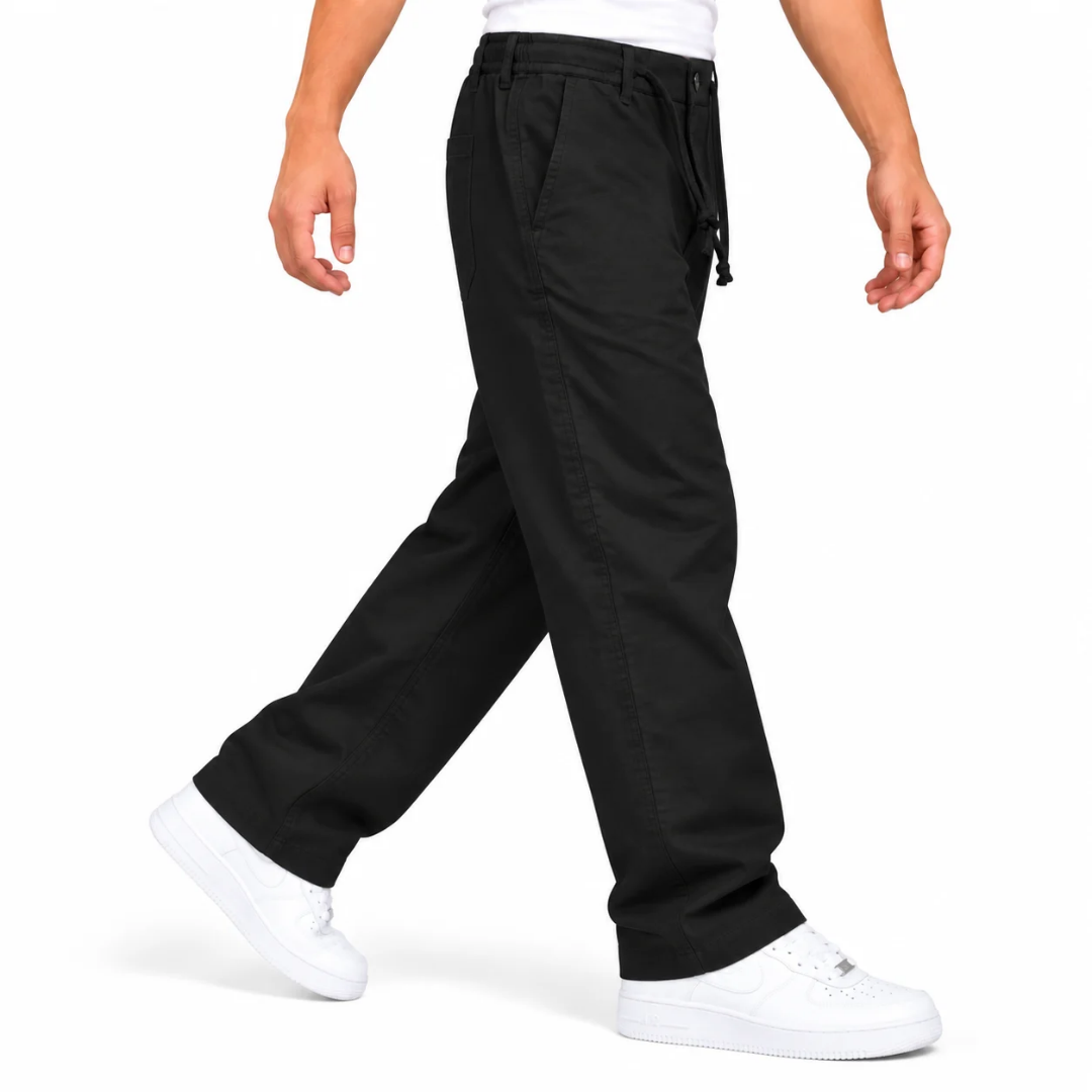 Men’s Black Relaxed-Fit Trousers