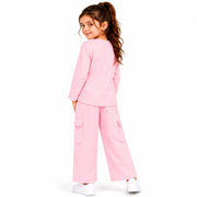 Girls' Pink Graphic Top and Cargo Pants Co-Ord Set (5-11 Years)