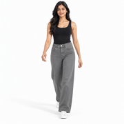 Women's High Rise Wide Leg Jeans (Grey)