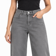 Women's High Rise Wide Leg Jeans (Grey)